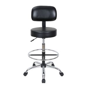 Silla Para Laboratorio Con Asiento Y Respaldo En Vinipiel Negro Con Arillo Cromado B072Y2S76T