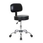 SILLA PARA LABORATORIO CON ASIENTO Y RESPALDO EN VINIPIEL NEGRO