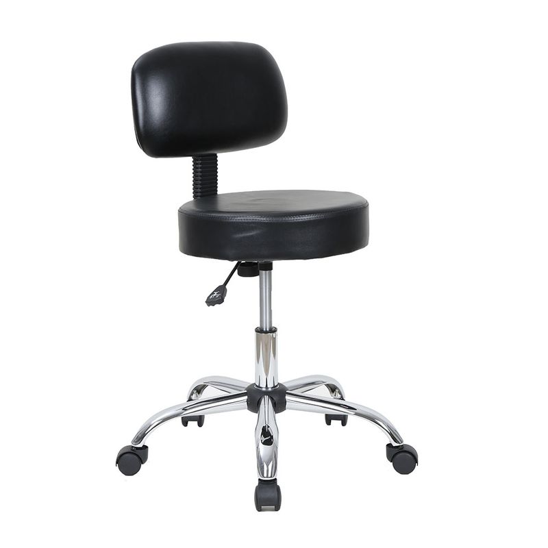 SILLA PARA LABORATORIO CON ASIENTO Y RESPALDO EN VINIPIEL NEGRO