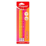 LAPIZ GRAFITO CON GOMA #2 TRIANGULAR NEON BLT C/3