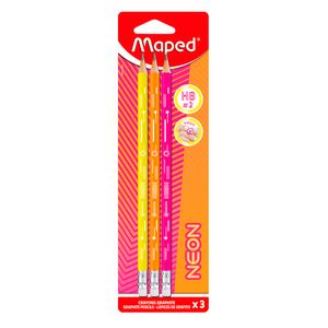 Lapiz Grafito Con Goma #2 Triangular Neon Blt C/3 851710Zv