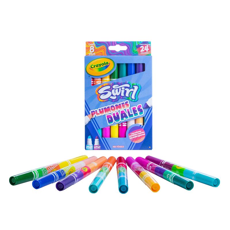 MARCADOR GRUESO BASE AGUA DUAL SWIRL 8 PZAS CRAYOLA