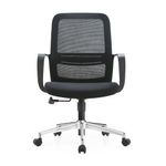 SILLA SECRETARIAL CON BRAZOS MALLA BARI NEGRO