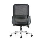 SILLA SECRETARIAL CON BRAZOS MALLA BARI NEGRO
