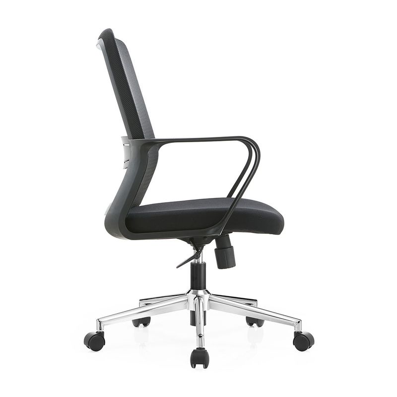 SILLA SECRETARIAL CON BRAZOS MALLA BARI NEGRO