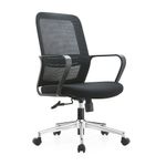 SILLA SECRETARIAL CON BRAZOS MALLA BARI NEGRO