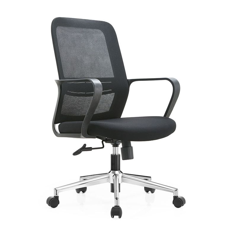 SILLA SECRETARIAL CON BRAZOS MALLA BARI NEGRO