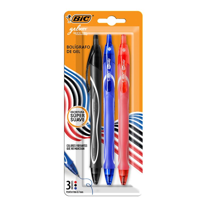 BOLIGRAFO FINO GELOCITY QUICK DRY SURTIDOS BLT C/3