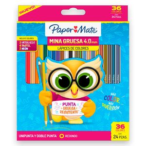 Lapices De Color 12 Redondos+12 Doble Punta Paper Mate 2182615