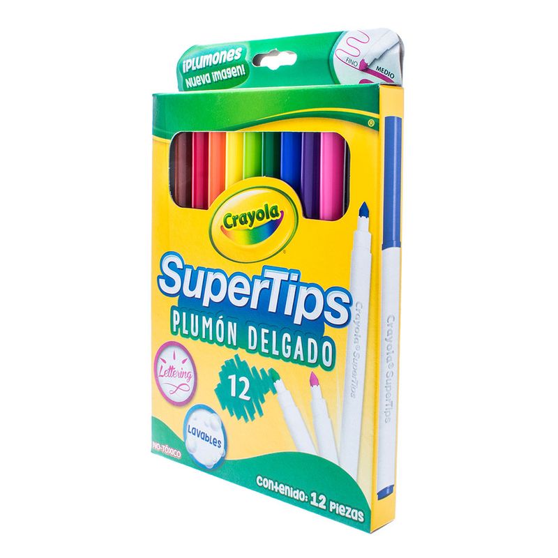 PLUMONES DELGADOS SURTIDOS CON 12 CRAYOLA