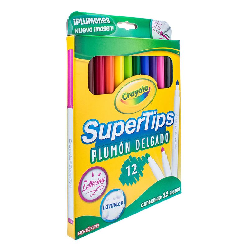 PLUMONES DELGADOS SURTIDOS CON 12 CRAYOLA