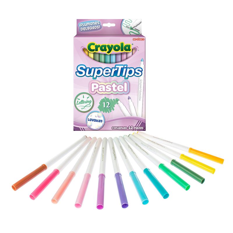 PLUMONES DELGADOS COLORES PASTEL CON 12 - CRAYOLA