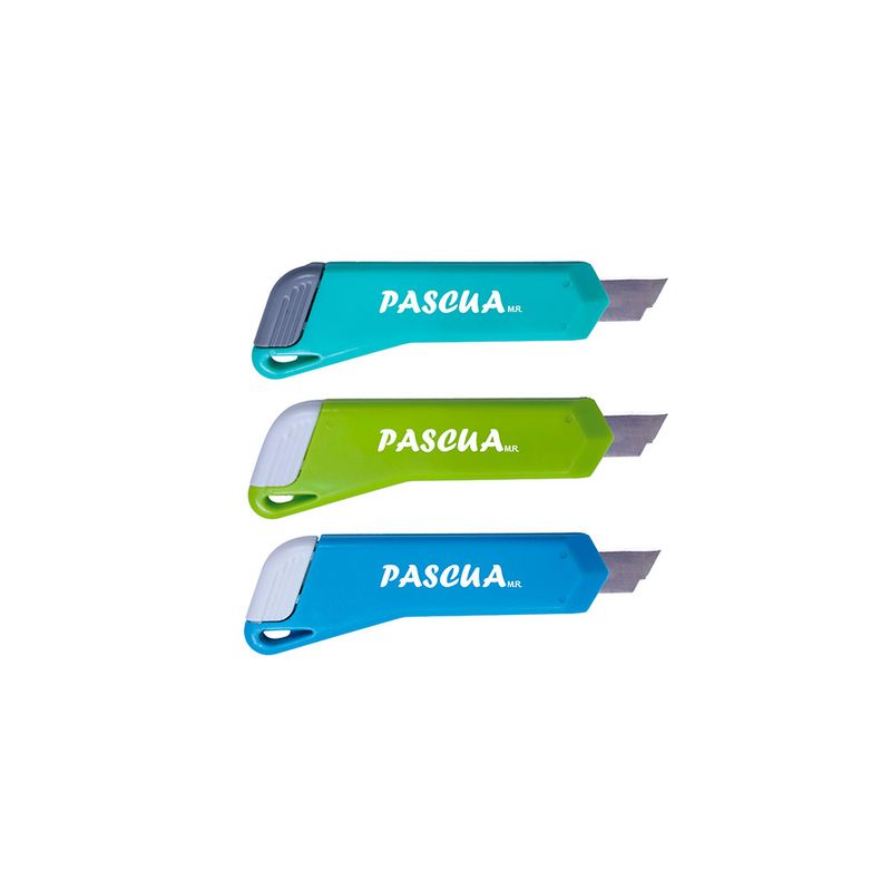 CUTTER NAVAJA MINI BOTE CON 30 PIEZAS PASCUA