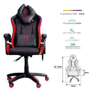 Silla Gaming Necnon Modelo Nsg-Rgb-1 Negro/Rojo  Nsg-Rgb-1