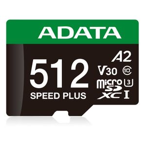 Micro Secure Digital Adata Speed Plus Microsdxc Uhs-I U3 Clase 10, Sd 6.0, V30 512Gb Clase 10 (A2), Velocidad De Le Ud512Gui3V30A2Sp-Ra1