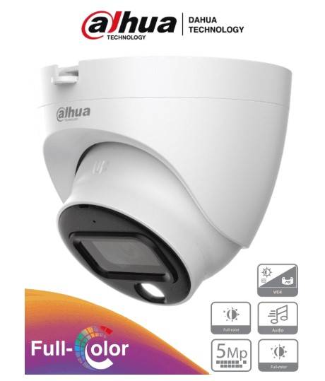 Cámara Domo Dahua Technology DAHUA HAC-HDW1509TLQ-A-LED - Cámara Domo Full Color de 5 MP con micrófono/ 36 mm con 88°color 24/7