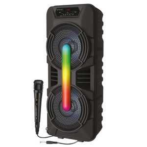 Bafle Karaoke Necnon Bluetooth Doble 8 Pulgadas Nb-08X Tws Incluye Microfono Alambrico Radio Fm Micro Sd Usb Barra  Nbbb8X0188