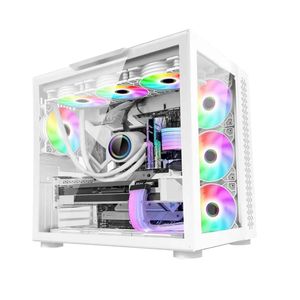 Gabinete Gamer Game Factor Csg700 Atx Fishtank, Doble Cristal, Usb 3.0, S/Fte, Blanco Csg700