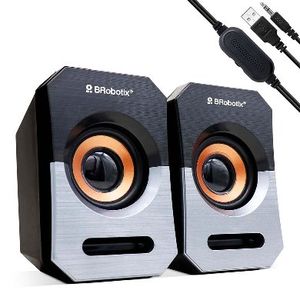 Bocinas Multimedia Brobotix 963913, 3 W, Negro/Plata/Naranja, 20Hz - 20Khz 963913