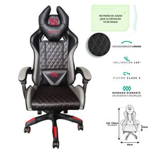 Silla Gaming Necnon Modelo Nsg-01 Gris/Rojo Modelo Nsg-01