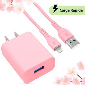 Combo Carga Rápida: Cargador Usb V3.0 + Cable Lightning. Rosa (6001363), Brobotix 6001363