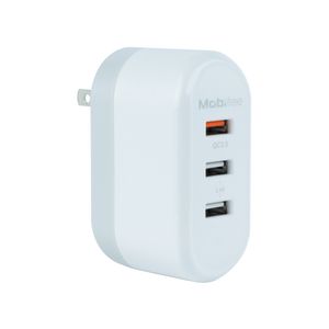 Cargador  Mobifree Cargador De Pared 3 Puertos Usb, Color Blanco, Pared, Corriente Alterna, Usb, 3 Mb-923378