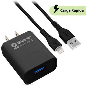 Combo Carga Rápida: Cargador Usb V3.0 + Cable Lightning. Negro (6001356), Brobotix 6001356