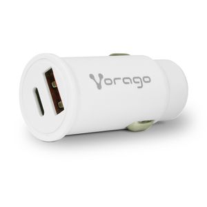 Cargador Para Auto Vorago Au-305-Bk Tipo C Pd 20W Y Usb A Quick Charge 3.0 Blanco Au-305-Wh