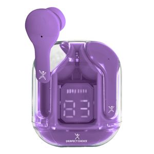 Audífonos Tws Transparentes Clearbeat Morados Pc-117049 Pc-117049
