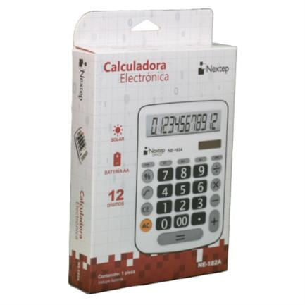 Calculadora Nextep 12 Dígitos Escritorio Teclas Grandes Solar/Batería
