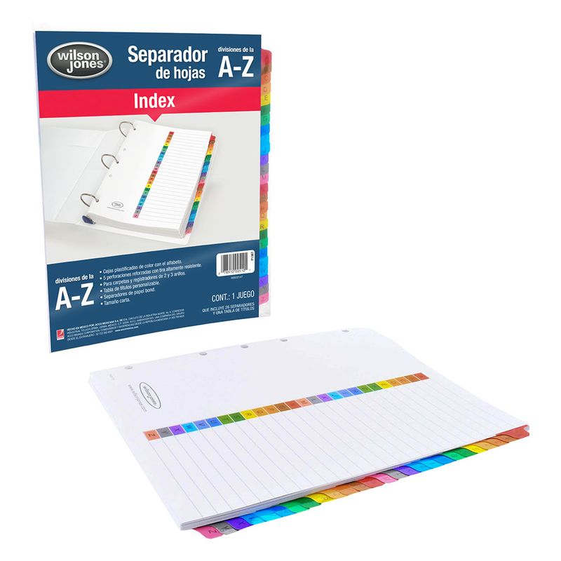 SEPARADOR 26DIV CARTA ALFABETICO A-Z  WJ