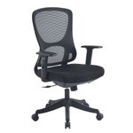 SILLA SECRETARIAL MALLA Y TELA NEGRA CON BRAZOS AJUSTABLES