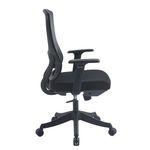 SILLA SECRETARIAL MALLA Y TELA NEGRA CON BRAZOS AJUSTABLES