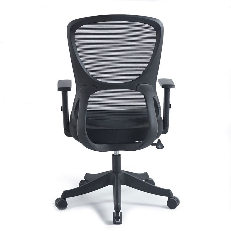 SILLA SECRETARIAL MALLA Y TELA NEGRA CON BRAZOS AJUSTABLES