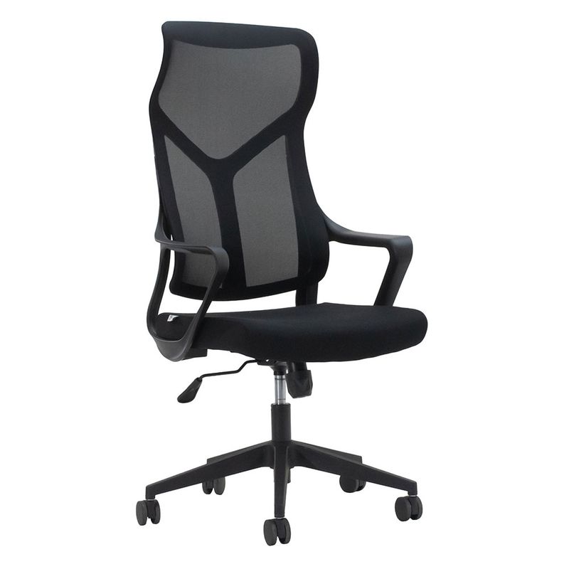 SILLON EJECUTIVO RESP ALTO EN MALLA Y ASIENTO TELA NEGRA