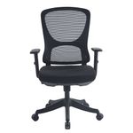 SILLA SECRETARIAL MALLA Y TELA NEGRA CON BRAZOS AJUSTABLES