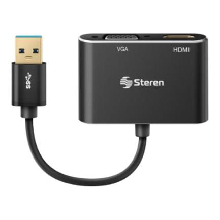 Adaptador Steren USB 30 a HDMI/VGA Color Negro