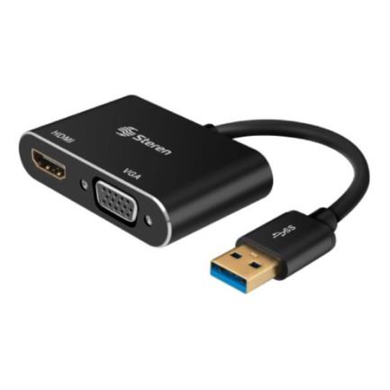 Adaptador Steren USB 30 a HDMI/VGA Color Negro