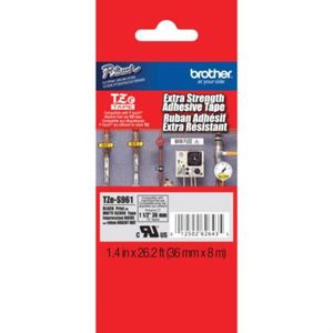 Cinta Brother Tzes951 Laminada Extra Resistente Texto Negro Sobre Fondo Plateado Mate 36Mmx8M Boccinab006