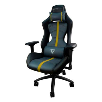 Silla Game Factor CGC650 Tapizado Automotriz Reclinable Descansa Brazos 4D Altura Ajustable Frenos Color Negro-Amarillo