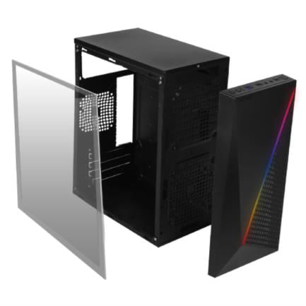 Gabinete Acteck Kioto GC460 Mini Torre con Fuente 500W Micro ATX/Mini ITX Acrílico RGB USB 30 Color Negro