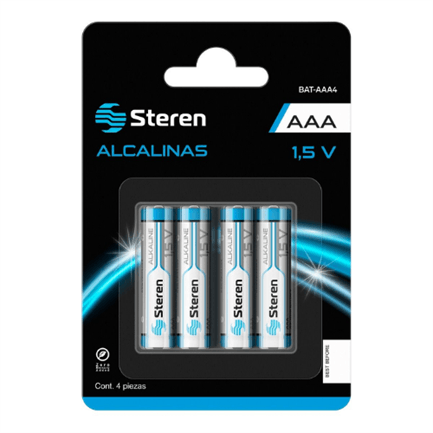 Pilas Steren Alcalinas Tipo AAA 15V C/4 Pzas