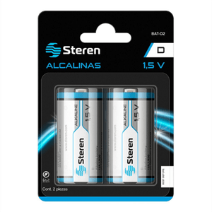 Pilas Steren Alcalinas Tipo D 1.5V C/2 Pzas Sqcpilab004