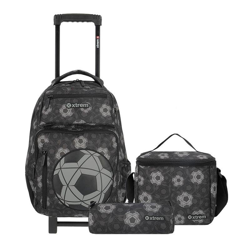 MOCHILA CON RUEDAS XTREME SET DE 3 PIEZAS BLACK FOOTBALL