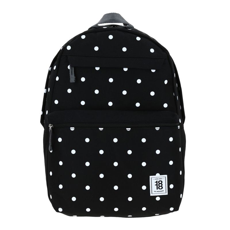 MOCHILA JUVENIL CHENSON COLORS NEGRA CON PUNTOS BLANCOS