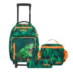MOCHILA CON RUEDAS XTREME SET DE 3 PIEZAS GREEN DINO