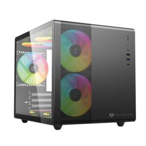 Gabinete Gamer Balam Rush Micro Torre Tank Mini Gi930 Atx Panel Izq Cristal Frente Malla Usb/Usb-C/3Xfan Rgb Hub Ne Akcgabab056
