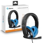 Audífonos Steren Ultraconfort Multimedia USB con Micrófono Color Negro con Azul