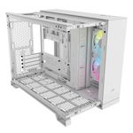 Gabinete Corsair iCUE Link 2500X Mid Tower mATX ITX Cristal Templado Pecera 2xFan RGB Blanco Sin Fuente