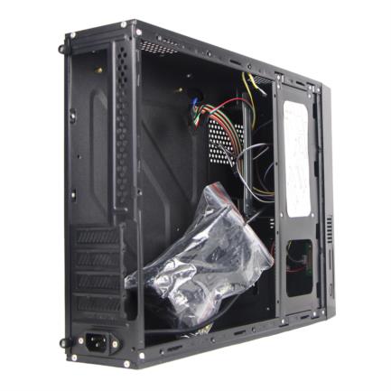 65943 - Gabinete Oficina Keelan Slim ITX Stylos 2xUSB 1 0 1xUSB 3 0 puerto 3 5mm línea roja con fuente de poder 550W